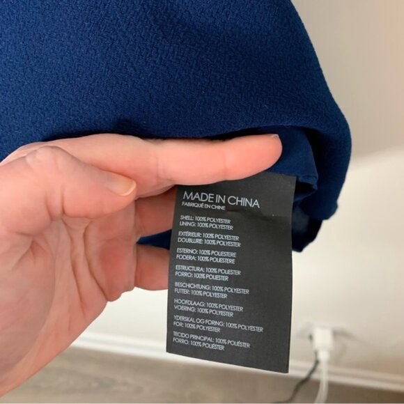 Club Monaco Archibelle Shift Dress Navy Blue Crepe 3/4 Length Sleeve Size 00 - Picture 12 of 16